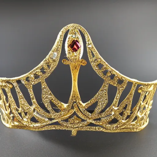 Prompt: Handcrafted from real brass sheets, its the straight band version of the Sailor Senshi tiara in the style seen in the Crystal series.