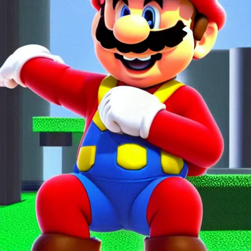 Image similar to tom hanks as mario in mario 6 4 for the nintendo 6 4, video game screenshot