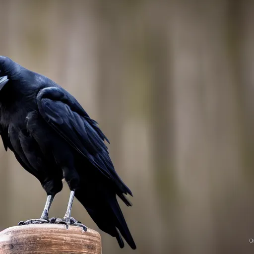 Prompt: photo of a crow holding a hat