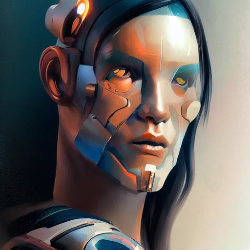 Image similar to cyborg, ilustration, by mike redman, by roman muratkin, by beto garza, artstation