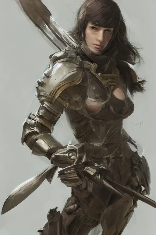 Image similar to a professional portrait of an attractive young female, partially clothed in battle armor, olive skin, long dark hair, beautiful bone structure, symmetrical facial features, intricate, elegant, digital painting, concept art, illustration, sharp focus, from Metal Gear, in the style of Ruan Jia and Mandy Jurgens and GregRutkowski and William-Adolphe Bouguerea