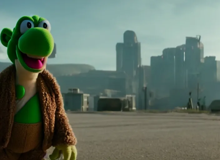 Image similar to film still of yoshi in the new sci - fi movie, 8 k