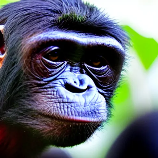 Prompt: a bonobo with the face of zuckerberg