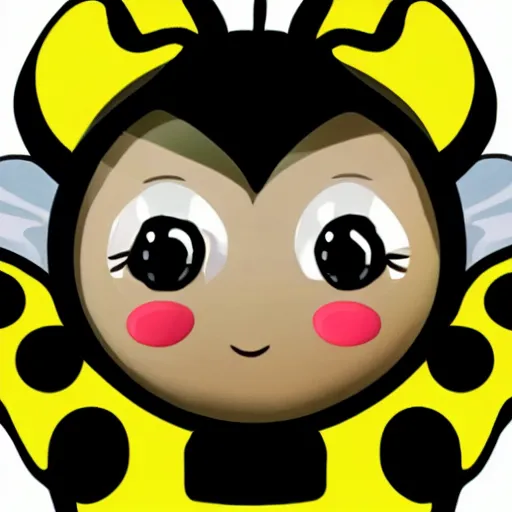 Image similar to a sticker of a cute robotic bee, dreamworks style