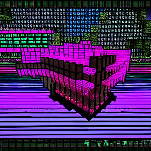 Image similar to mincraft creeper, synthwave, detailed, chromatic