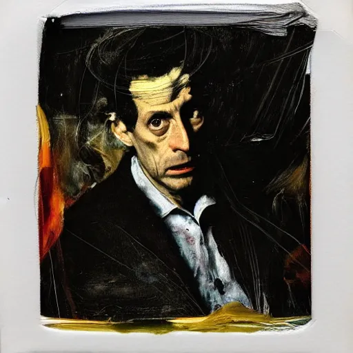 Image similar to portrait of medici emerging from the dark void, lonely figure in the darkness, soft lighting, painted by Adrian Ghenie El Greco, painted by Lucian Freud, polaroid, Renaissance, John Singer Sargant, glitch,--height 768