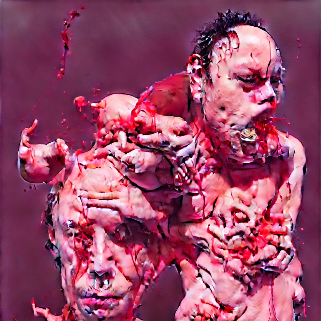 Image similar to weird and disturbing portrait of todd solondz puking blood, todd solondz, vivid colors, neon, art by ( ( ( kuvshinov ilya ) ) ) and wayne barlowe and francis bacon and artgerm and wlop and william - adolphe bouguereau