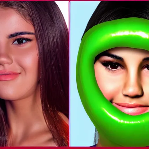 Prompt: human celery with the face of selena gomez, hd, photoshop, deep fake