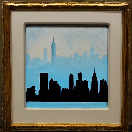 Image similar to oil on styrofoam crust - painting with melt of the city of atlanta skyline with symbolic filigree