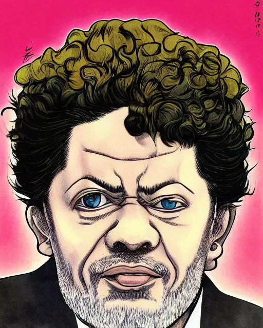 Prompt: Luiz Inacio Lula da Silva portrait by Hirohiko Araki, Araki style, JJBA, anime