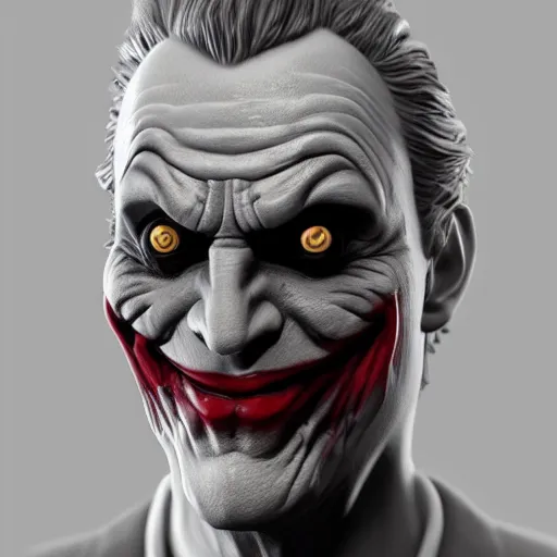 Prompt: the joker, concept art by jason a. engle, featured on zbrush central, photorealism, zbrush, lovecraftian, hard surface modeling