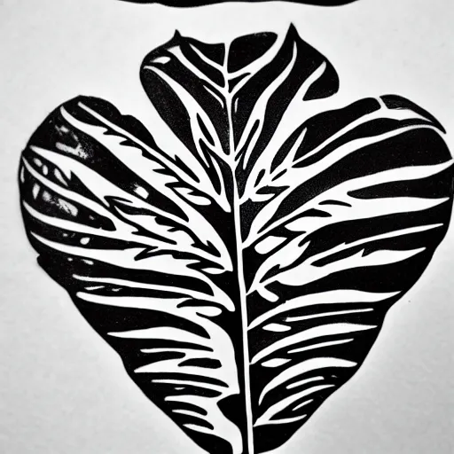 Image similar to tattoo stencil of a monstera deliciosa leaf