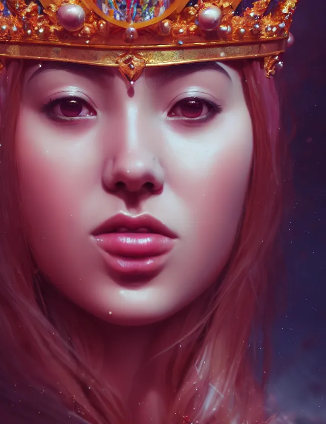 Prompt: blurred background. close-up portrait of a goddess in crown, by Ruby Kurosawaand Afarin Sajedi and Alena Aenami. octane render. 4k, hyperrealistic, focused, extreme details,unreal engine 5, cinematic