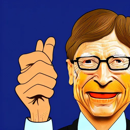 Image similar to sticker illustration of angry bill gates pulling middle finger