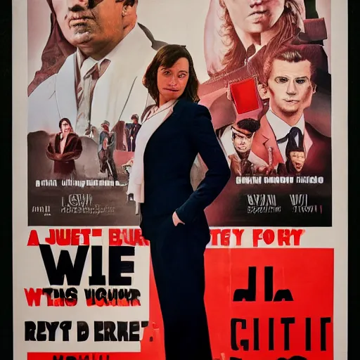 Image similar to a movie poster with a woman wearing a business suit, movie poster