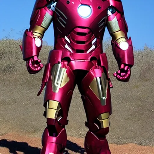 Prompt: Ironman with furry pink armor