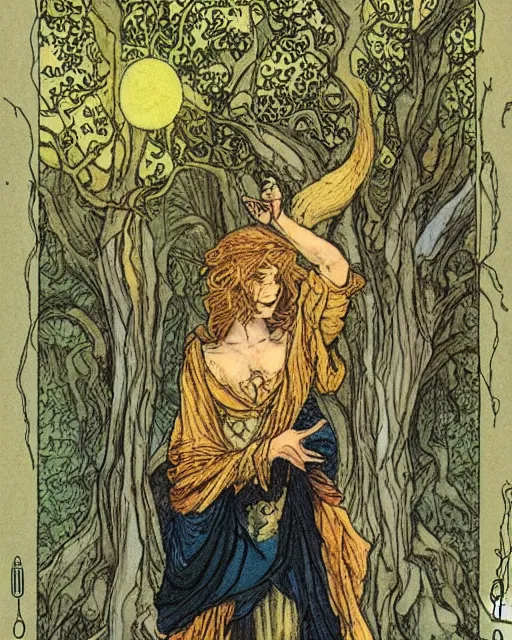 Image similar to the oracle of trees tarot card by rebecca guay, masterpiece