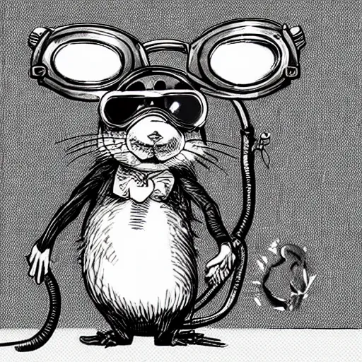 Image similar to a rat with steampunk googles, from Berserk