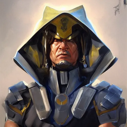 Image similar to greg manchess portrait painting of raiden from mortal kombat as overwatch character, medium shot, asymmetrical, profile picture, organic painting, sunny day, matte painting, bold shapes, hard edges, street art, trending on artstation, by huang guangjian and gil elvgren and sachin teng