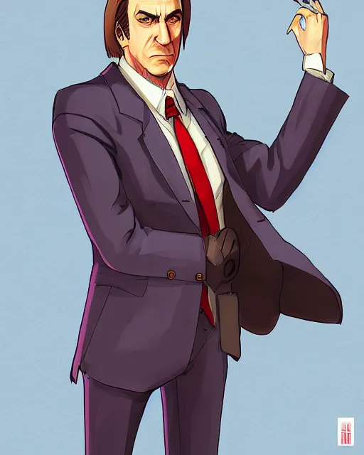 Prompt: saul goodman in ace attorney by kazuya nuri, portrait, concept art