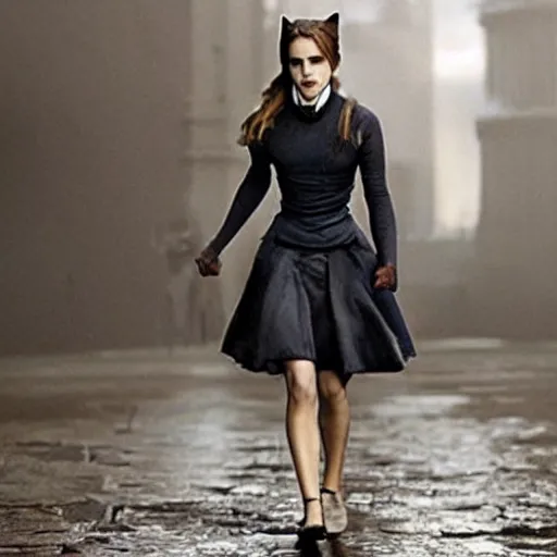 Image similar to Emma Watson as a cat woman