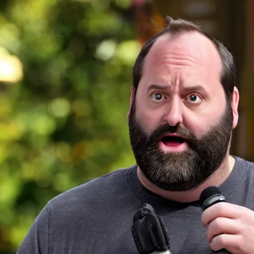 Prompt: Tom Segura looking disgusted