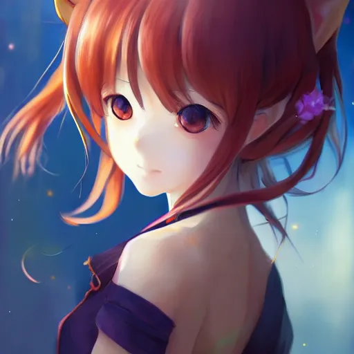 Image similar to anime portrait of a fox girl as an anime girl by Stanley Artgerm Lau, WLOP, Rossdraws, James Jean, Andrei Riabovitchev, Marc Simonetti, and Sakimichan, trending on artstation