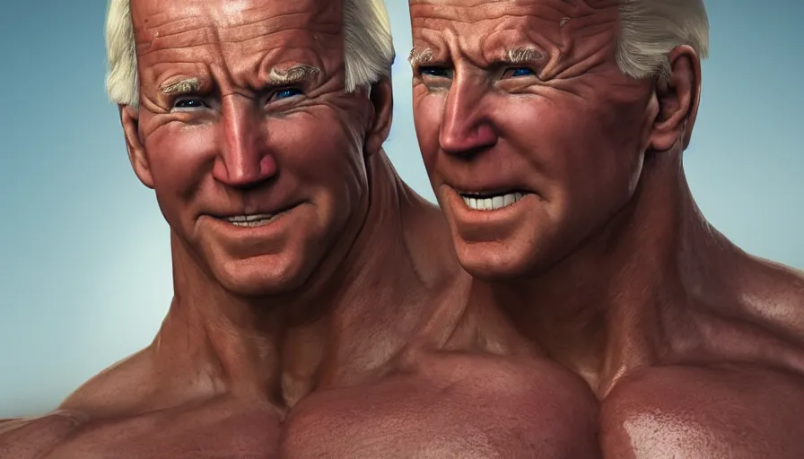 Image similar to Muscular Joe Biden, hyperdetailed, artstation, cgsociety, 8k