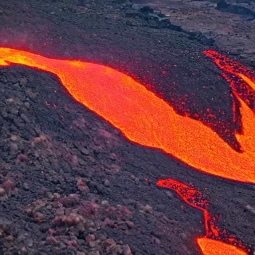Image similar to a tsunami of lava flying down a volcano's slopes