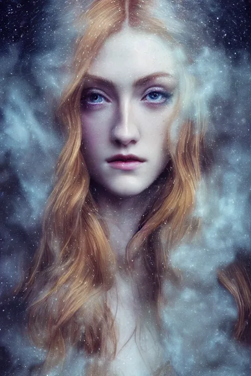 Image similar to majestic and regal portrait of katherine mcnamara, intricate, epic, elegant, menacing, fantasy, highly detailed, digital painting, hard focus, beautiful volumetric lighting, epic light, ultra detailed, horror, souls, ghosts, smoke by leesha hannigan, ross tran, thierry doizon, kai carpenter, ignacio fernandez rios