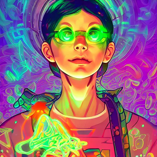 Image similar to skill magic geek inside matrix deepdream radiating a glowing aura stuff loot legends stylized digital illustration video game icon artstation lois van baarle, ilya kuvshinov, rossdraws,