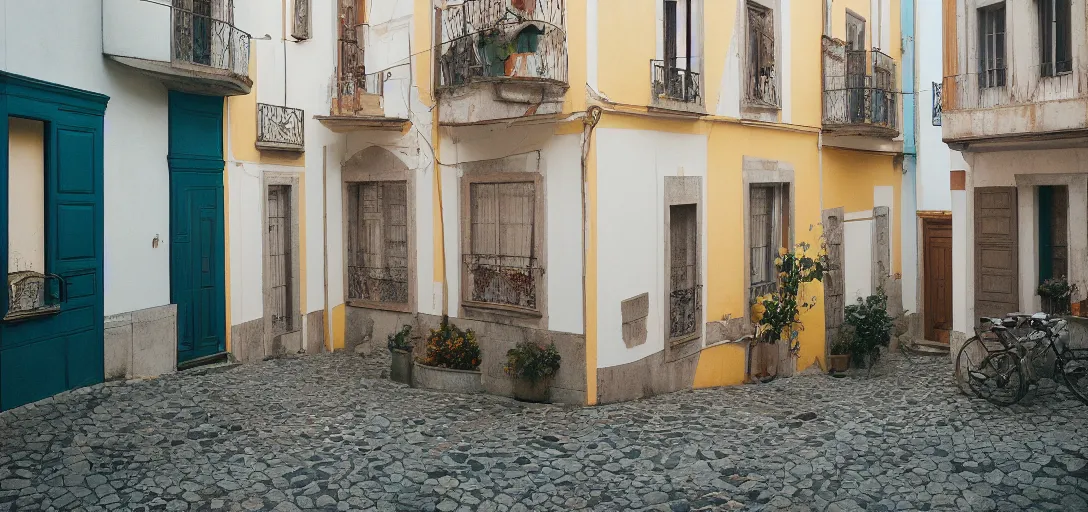 Image similar to house in porto. photographed by wes anderson on fujinon premista 1 9 - 4 5 mm t 2. 9. portra 8 0 0.