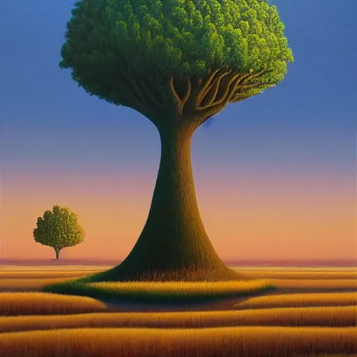 Image similar to a painting of an unimaginably beautiful landscape at golden hour, an ultrafine detailed painting by rafal olbinski, behance contest winner, pop surrealism, detailed painting, very detailed, minimalist, skeuomorphic, airbrush art