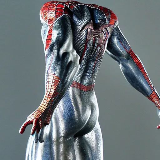 Prompt: spiderman greek marble statue, highly detailed