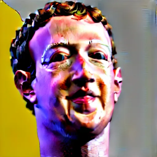 Prompt: Mark Zuckerberg with yellow pourous looking skin, skin that looks like lemon skin