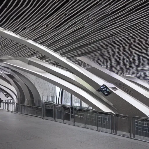 Prompt: union square 14th st subway station designed by Zaha Hadid