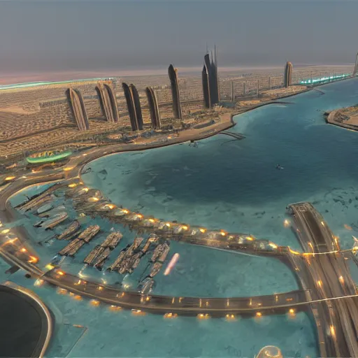 Prompt: gta : dubai, radiant light