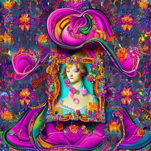 Image similar to Lisa Frank and baroque collaboration