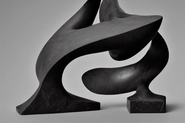 Image similar to a black and white photo of a sculpture, an abstract sculpture by isamu noguchi, zbrush central, precisionism, marble sculpture, biomorphic