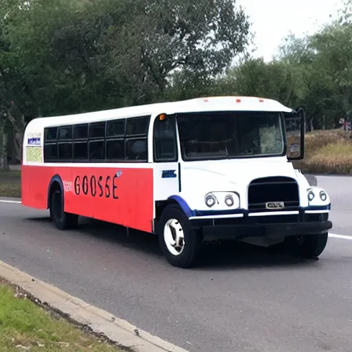 Image similar to goose driving a bus