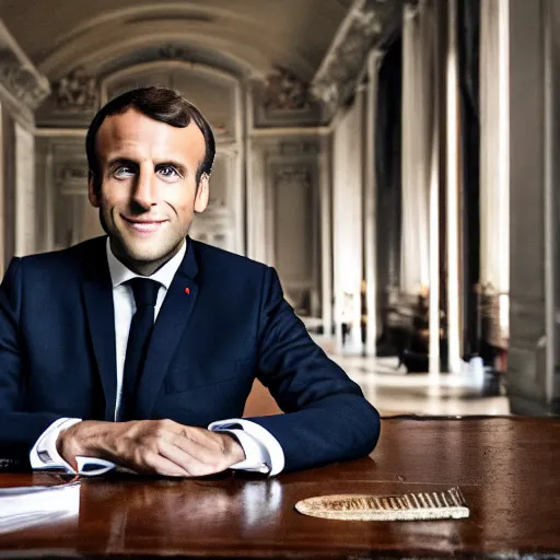 Image similar to Emmanuel Macron dressed as a 19th century businessman, 50mm photography, high quality, 4K