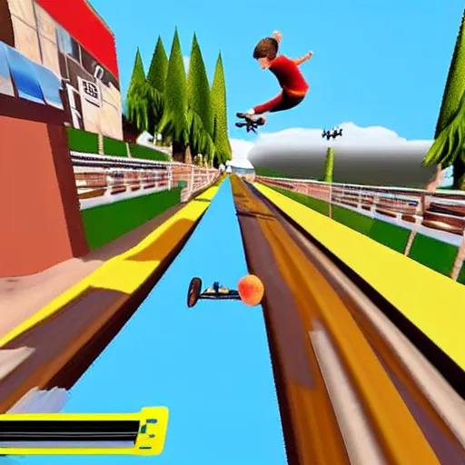 Image similar to tony hawk's pro balloon animal skateboarding for playstation 2, screenshot video game