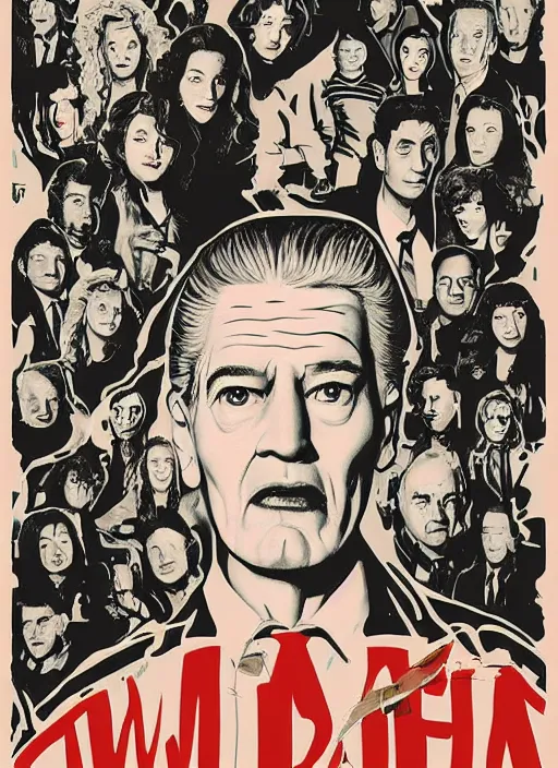 Prompt: twin peaks movie poster art by claire hummel