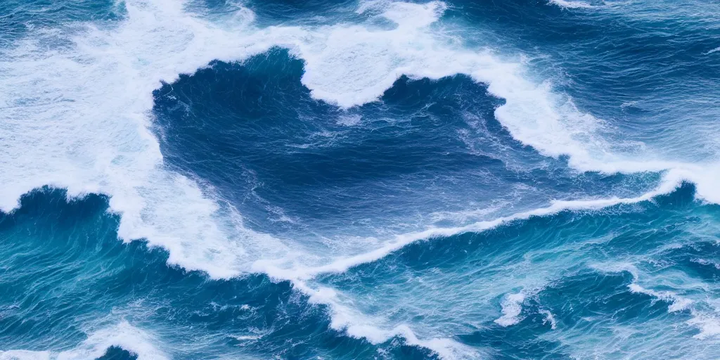 Image similar to blue purple and pink colored ocean waves rolling into the beach that look like the great wave off Kanagawa, high resolution, 8k