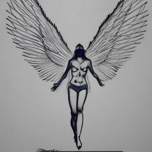 Prompt: a schizophrenic drawing depicting the guardian angel, artistic abstarct