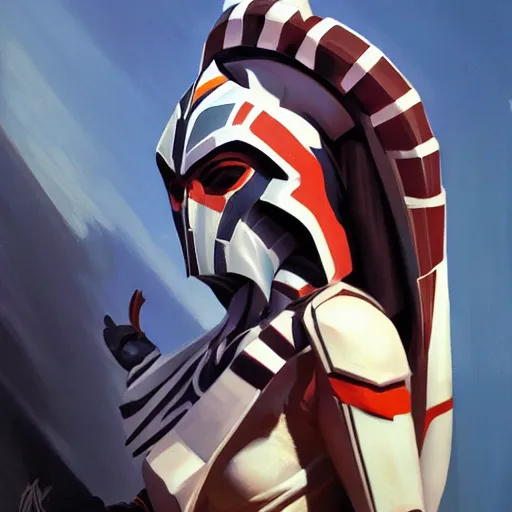 Image similar to greg manchess portrait painting of armored ahsoka tano as overwatch character, medium shot, asymmetrical, profile picture, organic painting, sunny day, matte painting, bold shapes, hard edges, street art, trending on artstation, by huang guangjian and gil elvgren and sachin teng