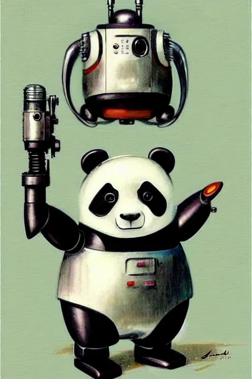 Image similar to ( ( ( ( ( 1 9 5 0 s retro future robot android aluminum panda. muted colors. ) ) ) ) ) by jean - baptiste monge!!!!!!!!!!!!!!!!!!!!!!!!!!!!!!