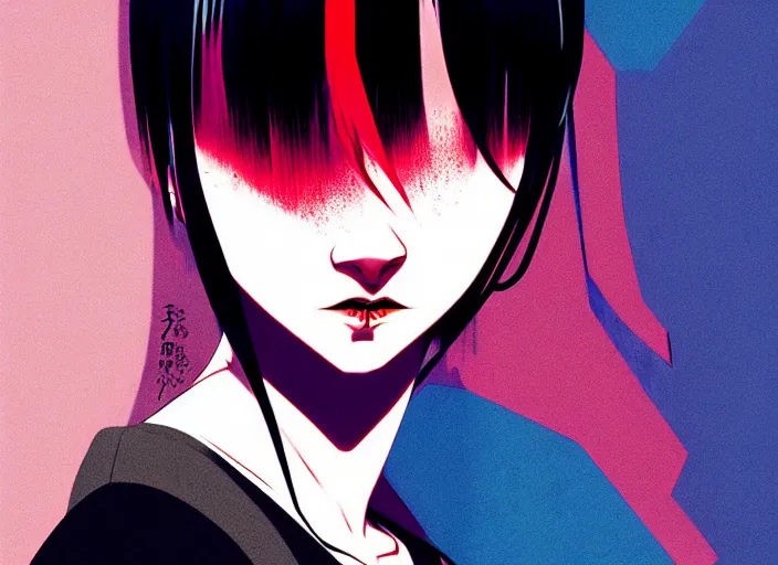 Prompt: editorial illustration by Karolis Strautniekas and Mads Berg, colorful, anime portrait vampire princess miyu, katsuhiro otomo, manga, Ilya kuvshinov,fine texture, realistic shading, fine details, matte colors, film noir, dramatic lighting, dynamic composition, moody, vivid, volumetric