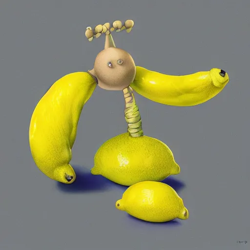 Image similar to a lemon with arms and legs with muscles, photorealistic, digital art,