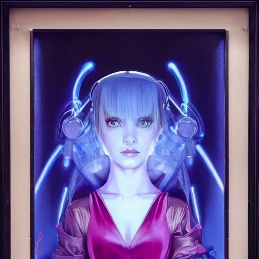 Image similar to Portrait of Princess Garnet from Final Fantasy IX, clayscence art, pitch black room, extremely detailed, oil on canvas, low-key neon lighting, realist, artstation, Blade Runner 2049, Roger Deakin’s cinematography, by J. C. Leyendecker and Peter Paul Rubens and Stephen Bauman,